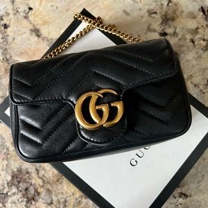 Authentic Gucci Super Mini GG Marmont Leather Bag